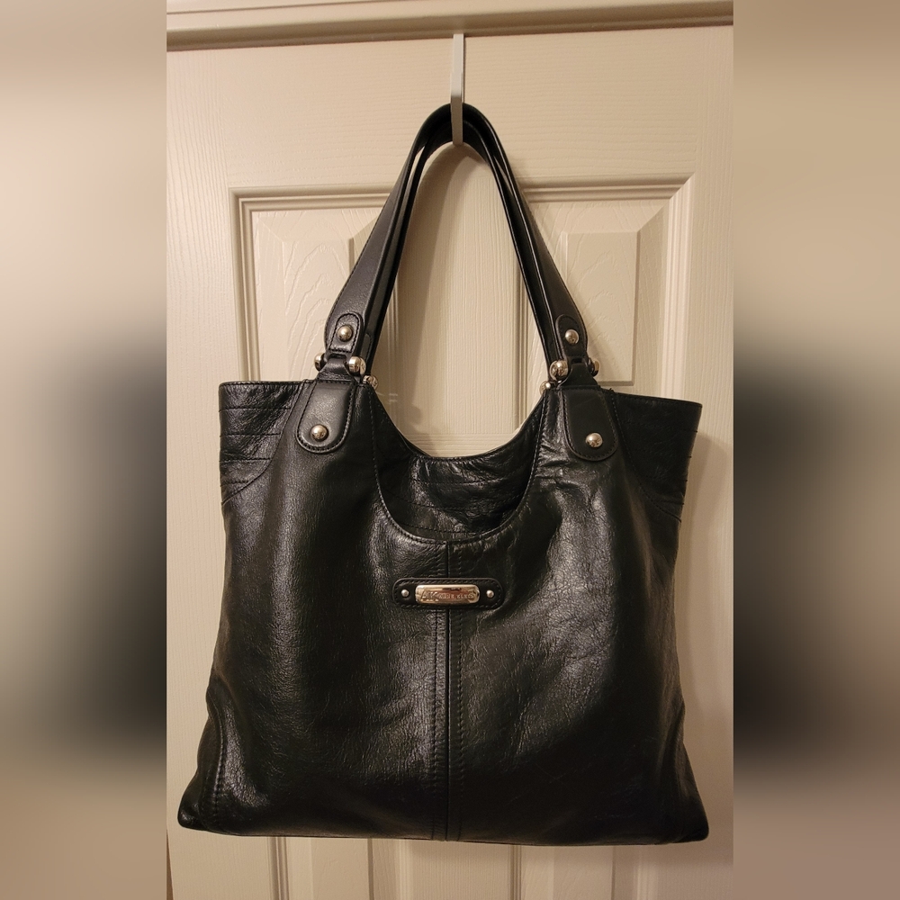 Anne Klein Black Leather Tote Bag